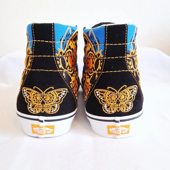 Vans Sk8-Hi Dia De Los Muertos Blue Black Gold Skate - Picture 5 of 11